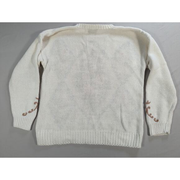 Vintage Beldoch Popper Sweater S Floral Knit Ramie Cotton Cottagecore 80s - Picture 8 of 10